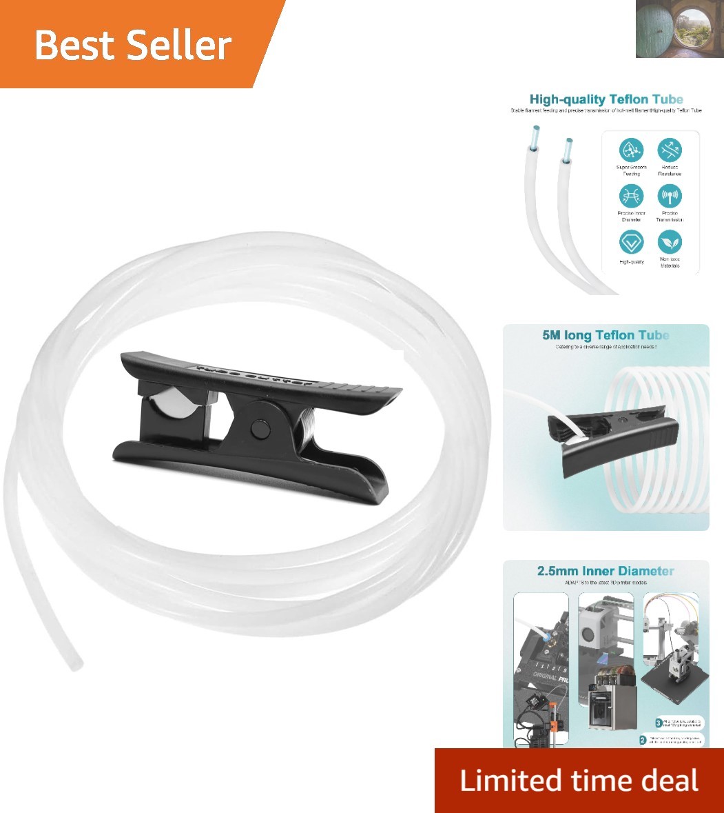 Durable 5M PTFE Filament Tube with Cutter - Smooth Low-Friction 3D Printing