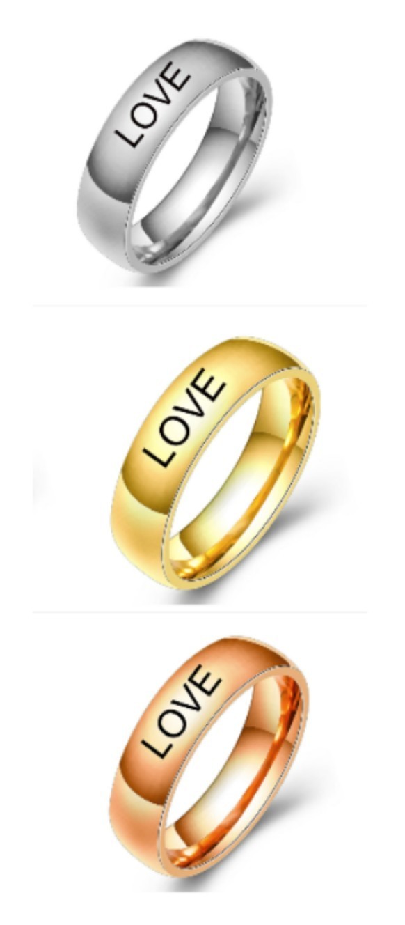 5mm Yellow Gold Stainless Steel Love RING