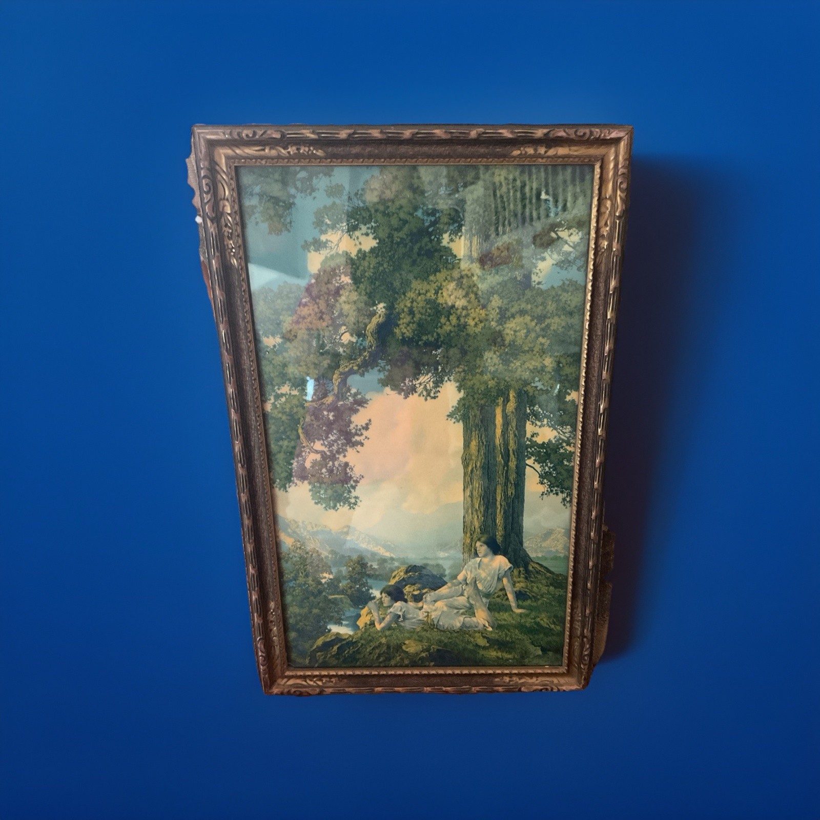 Maxfield Parrish Hilltop 22x 15 “ Original Antique Brilliant Color Nice Frame