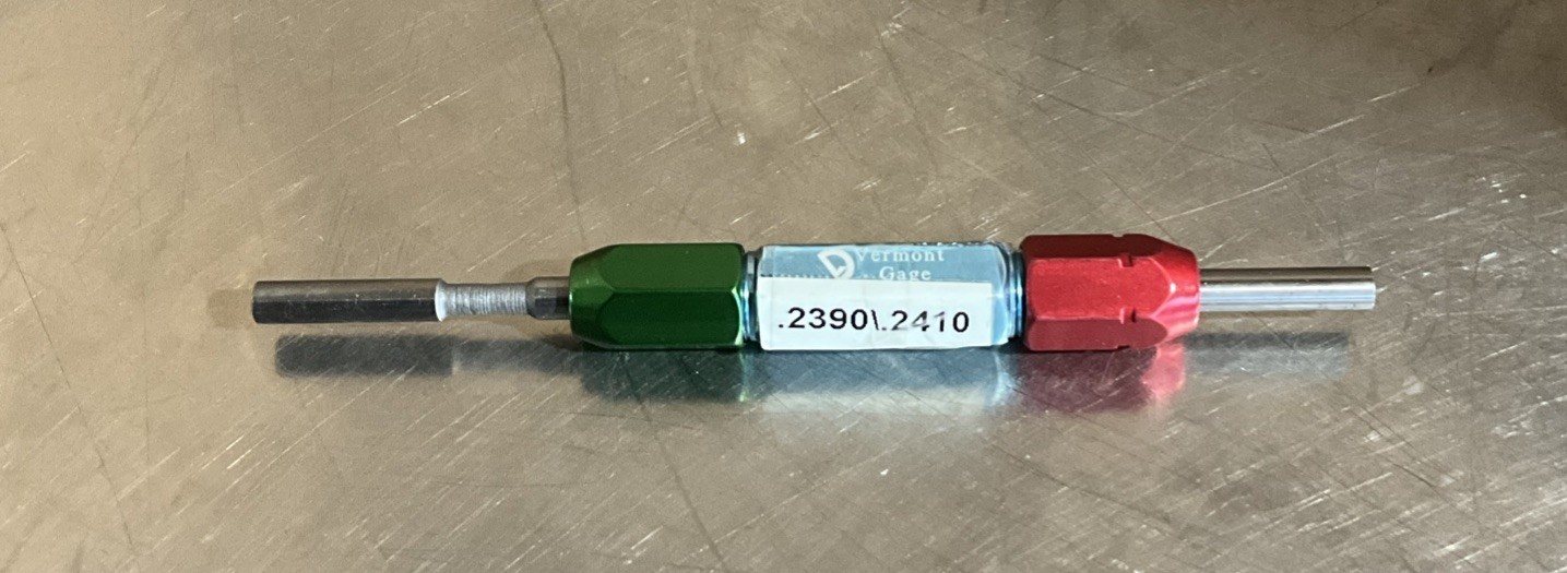 Vermont Gage          Go No Go Pin Gauge              .2390 - .2410