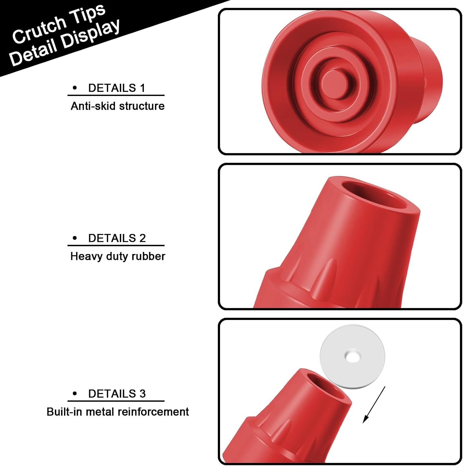 4 Pack Replacement Rubber Cane Tips 3/4 Inch Heavy Duty Rubber Crutch Tips No...