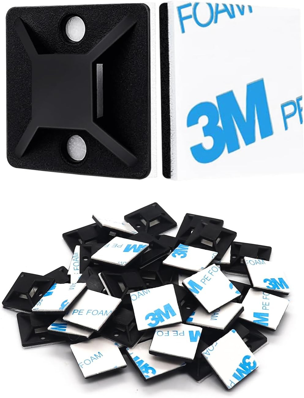 3/4" Zip Tie Mounts - 120PCS Self Adhesive Cable Tie Mounts Wire Cable Anchors