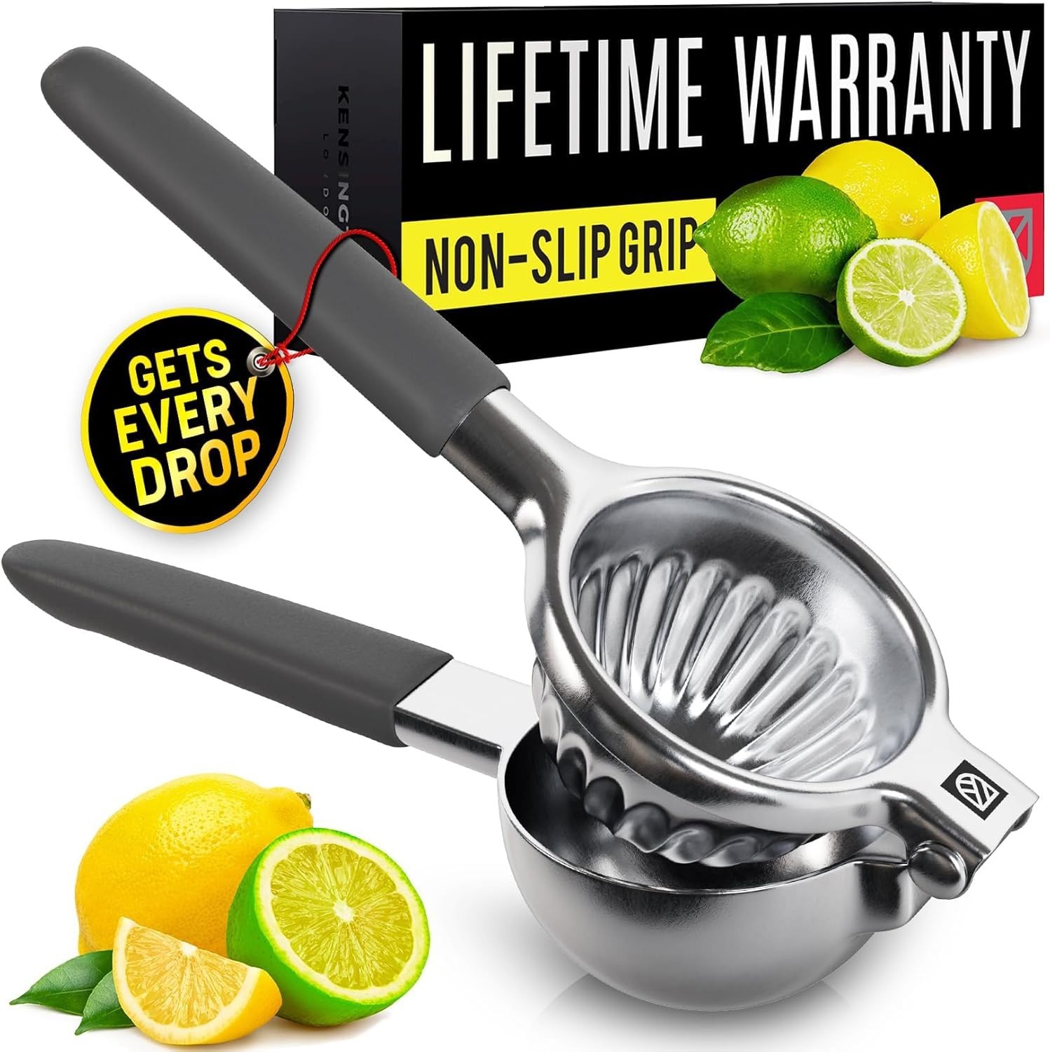 Stainless Steel Lemon & Lime Squeezer - Ergonomic, Seed-Free Juicing