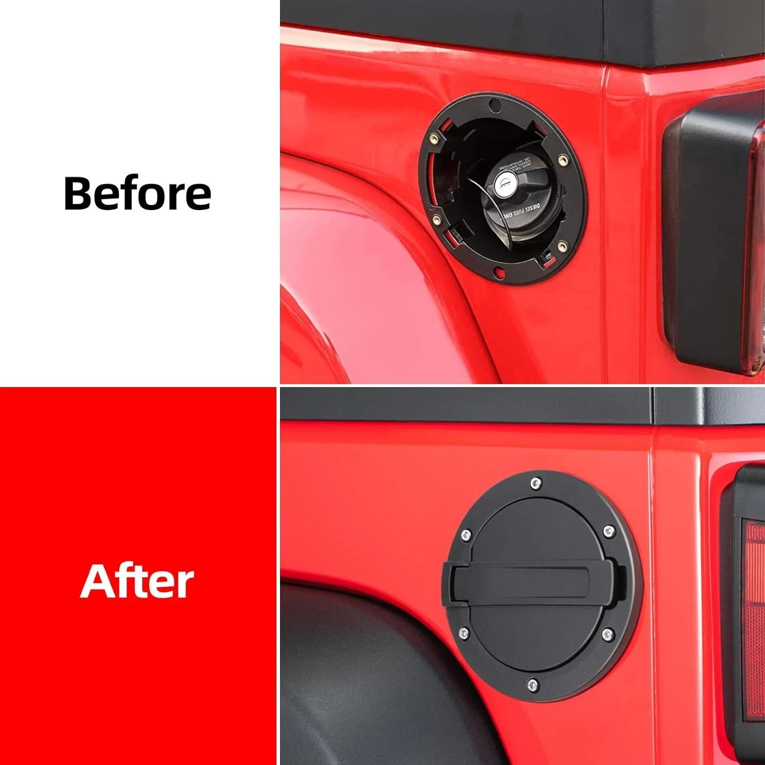 Filler Door Cap Black Gas Cover Cap Compatible with Wrangler 2007-2017 2 door an