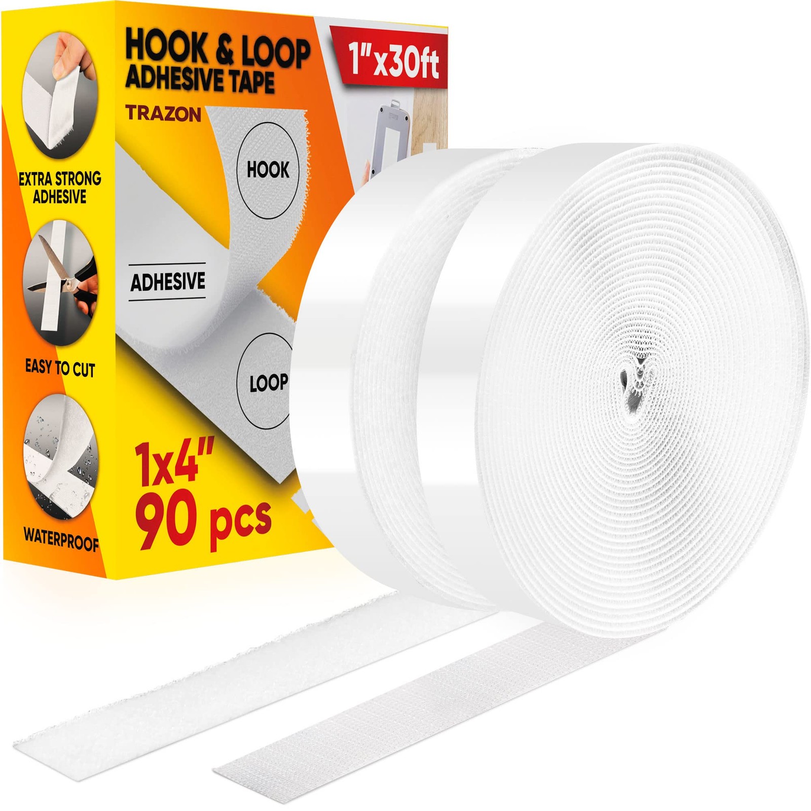 Hook and Loop Tape Roll with Heavy Duty Adhesive Industrial Strength Easy to ...