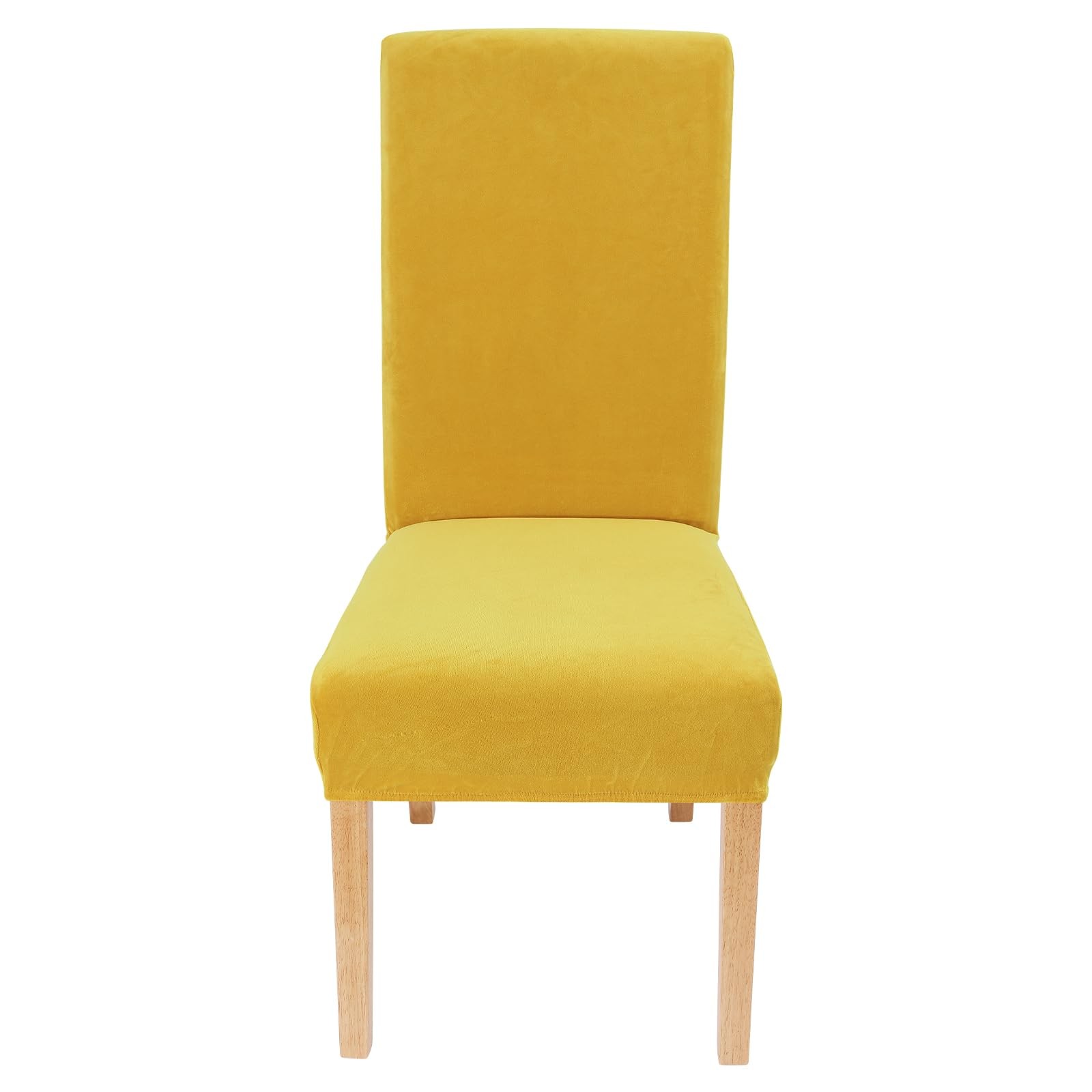 Smiry Velvet Stretch Dining Room Chair Covers Set of 4, Mustard Yellow