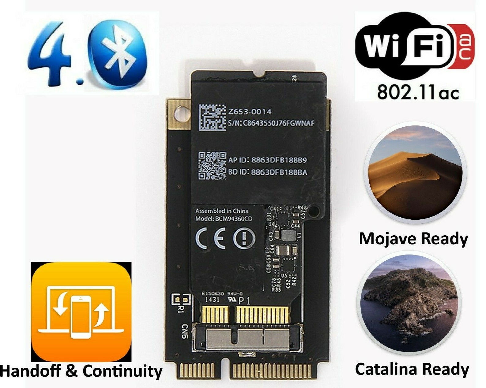 Apple Mac Pro 4,1 5,1 WiFI 802.11ac BT 4.0 Adapter Upgrade Kit