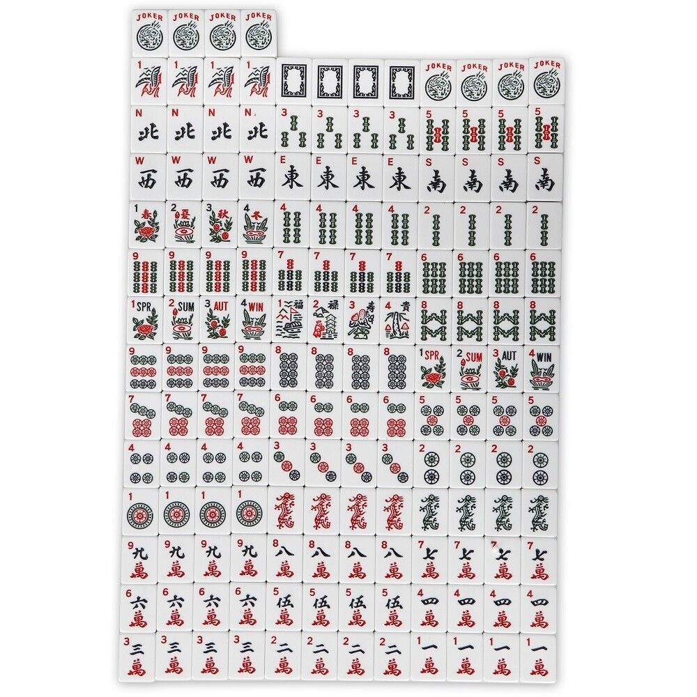 American Mahjong Full 166 Set Collectible Western Mah Jongg Tiles w Pushers