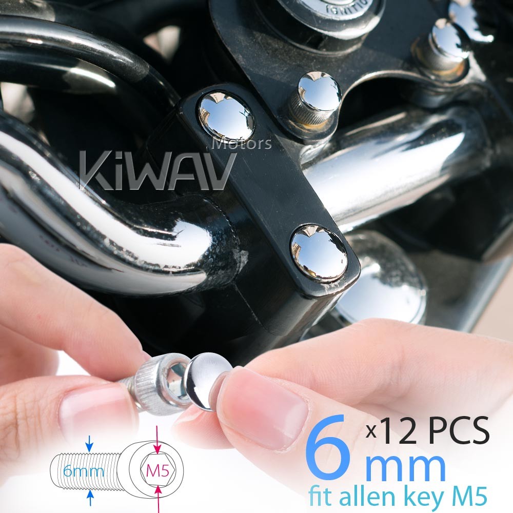 Round bolt cap screw cover chrome fits 6mm allen bolts (M5 allen key) USA STOCK