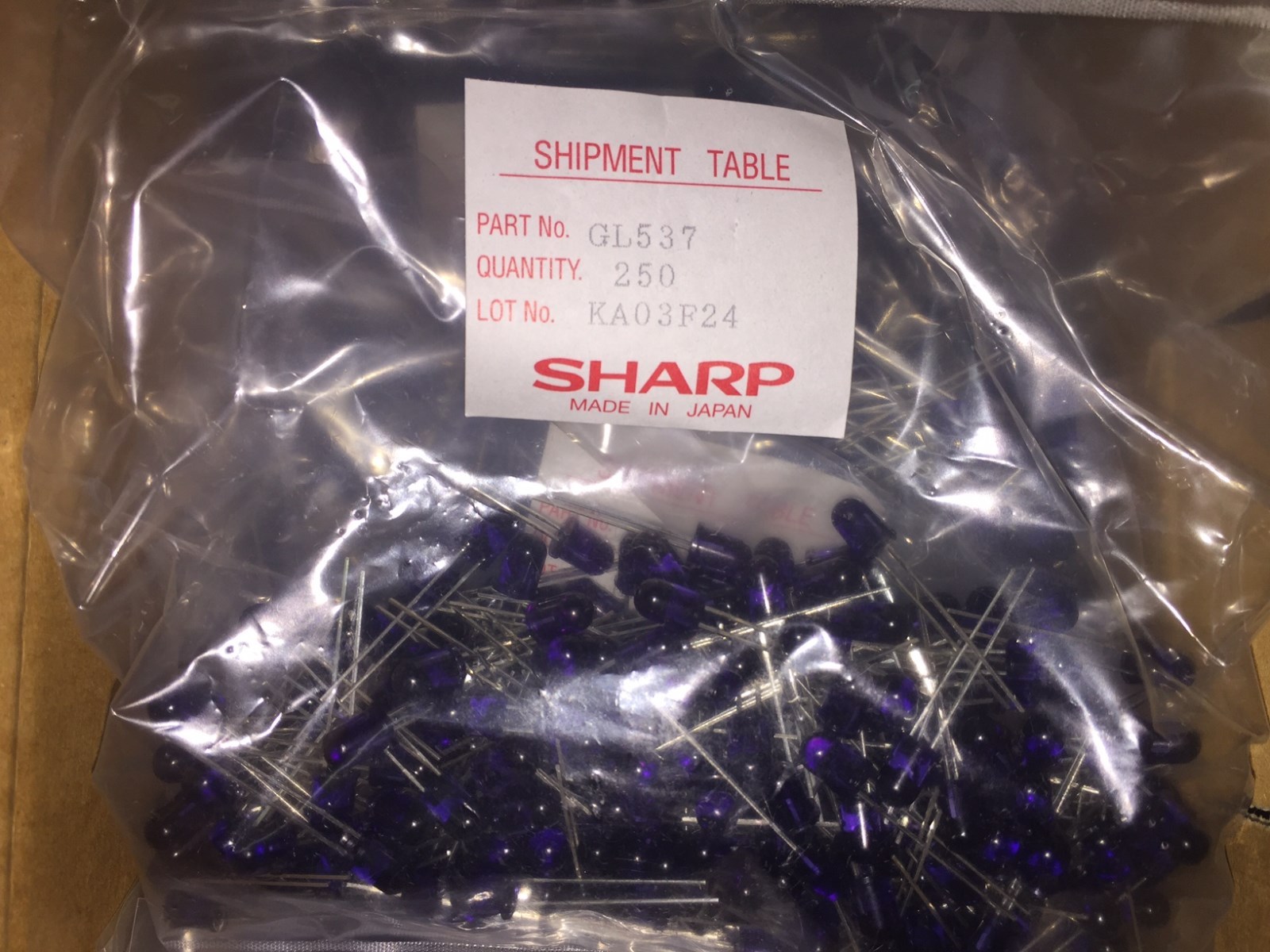 (100 PIECE LOT) GL537, SHARP, 5mm, 1 ELEMENT, INFRARED LED, 950nm, ROHS
