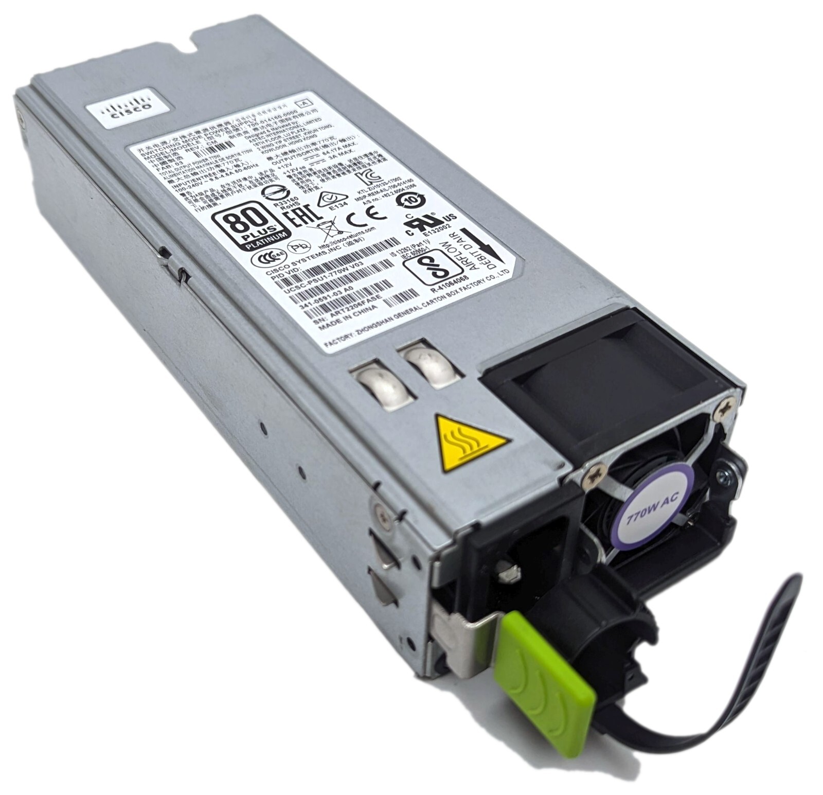 Cisco UCSC-PSU1-770W V03 770W AC Power Supply PSU For UCS C220 M4 341-0591-03