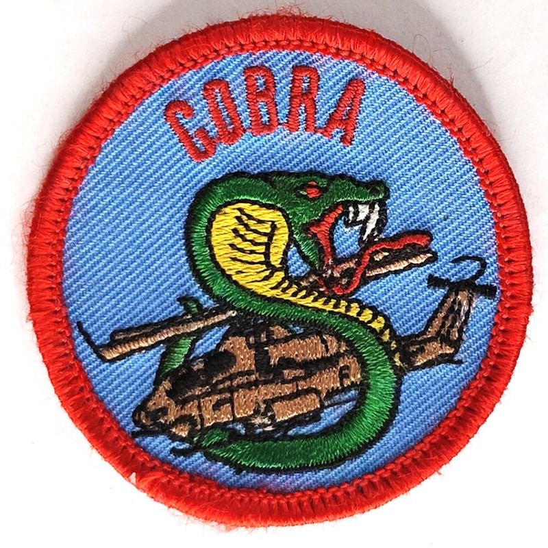 Unique Bell AH‑1 Cobra Helicopter Patch Green Snake 2‑1/4" Dia Hook‑Back