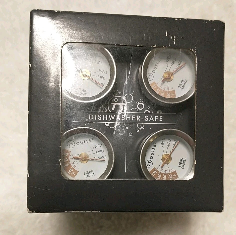 Outset Mini Steak Thermometers Set Of 4 Stainless Steel Grilling Cooking Gauges.