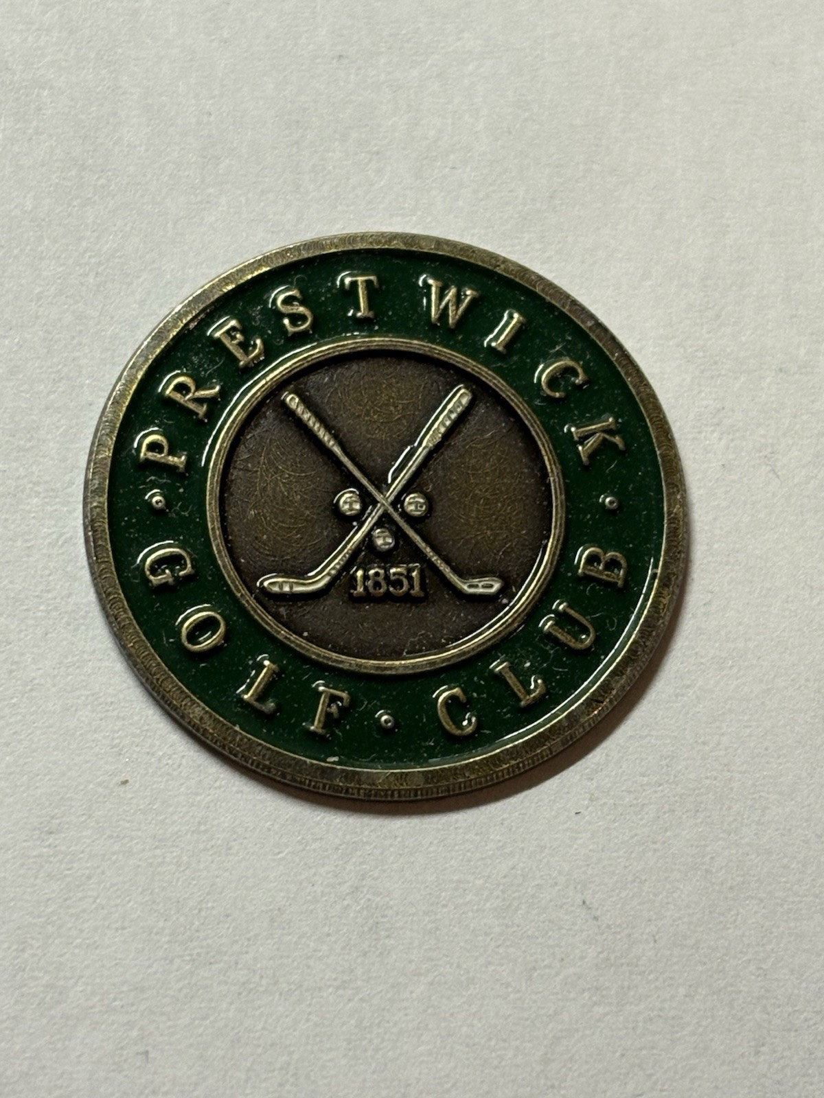 Prestwick Golf Club 1" Coin Style Golf Marker - Ayrshire, Scotland - A Beauty!