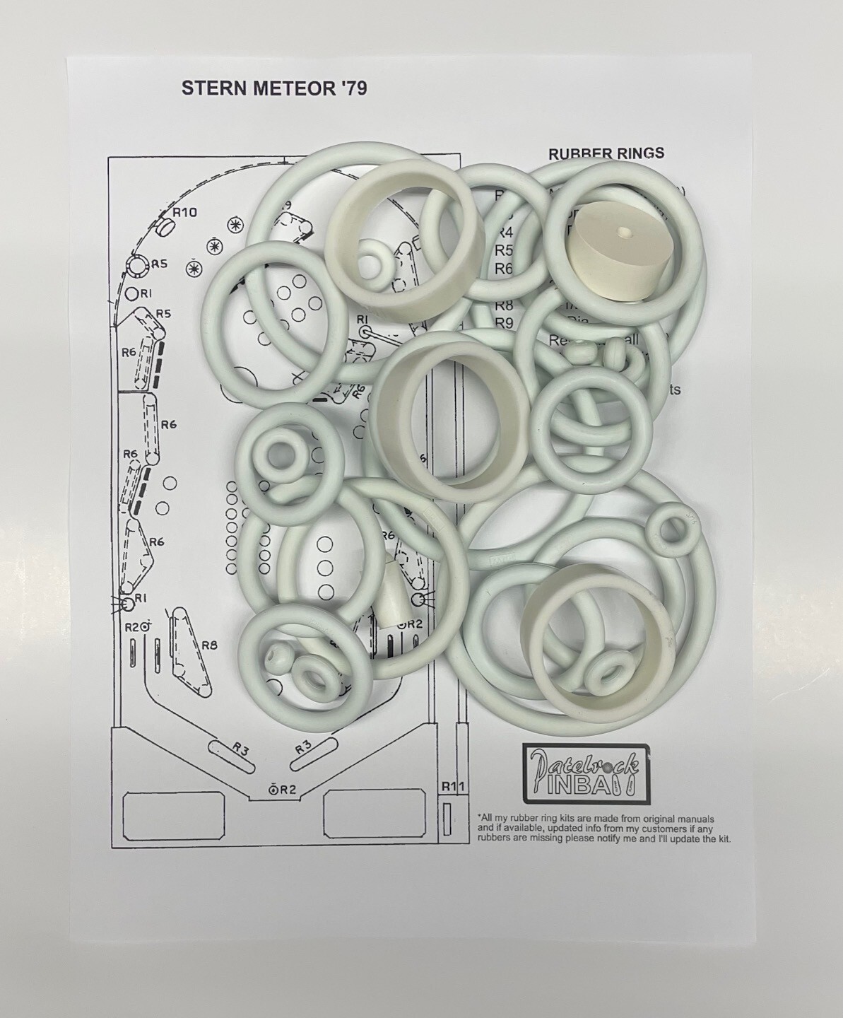 1979 Stern Meteor Pinball Machine Rubber Ring Kit