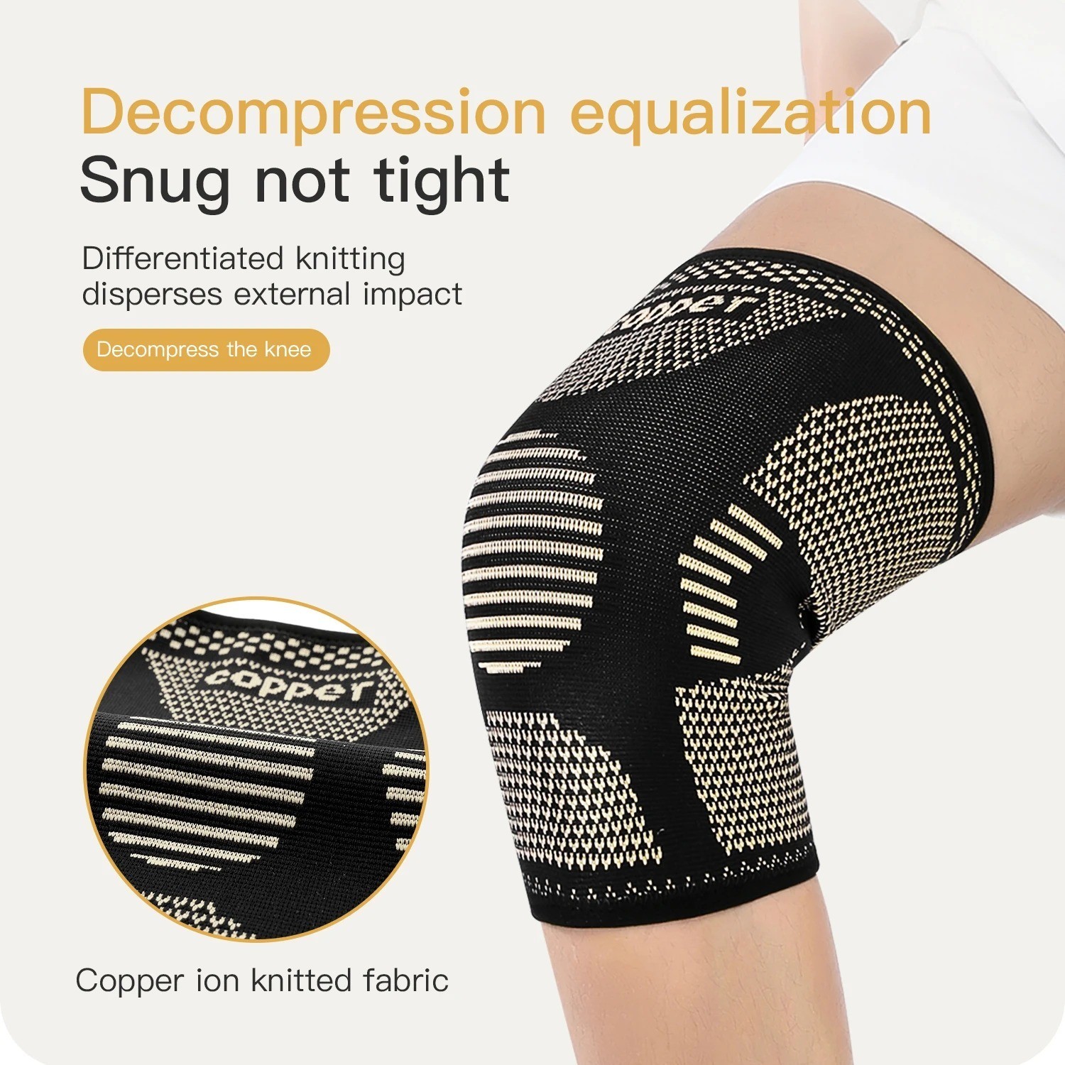 1/2x Knee Sleeves Copper Silver Compression Brace Support Sport Joint Injury