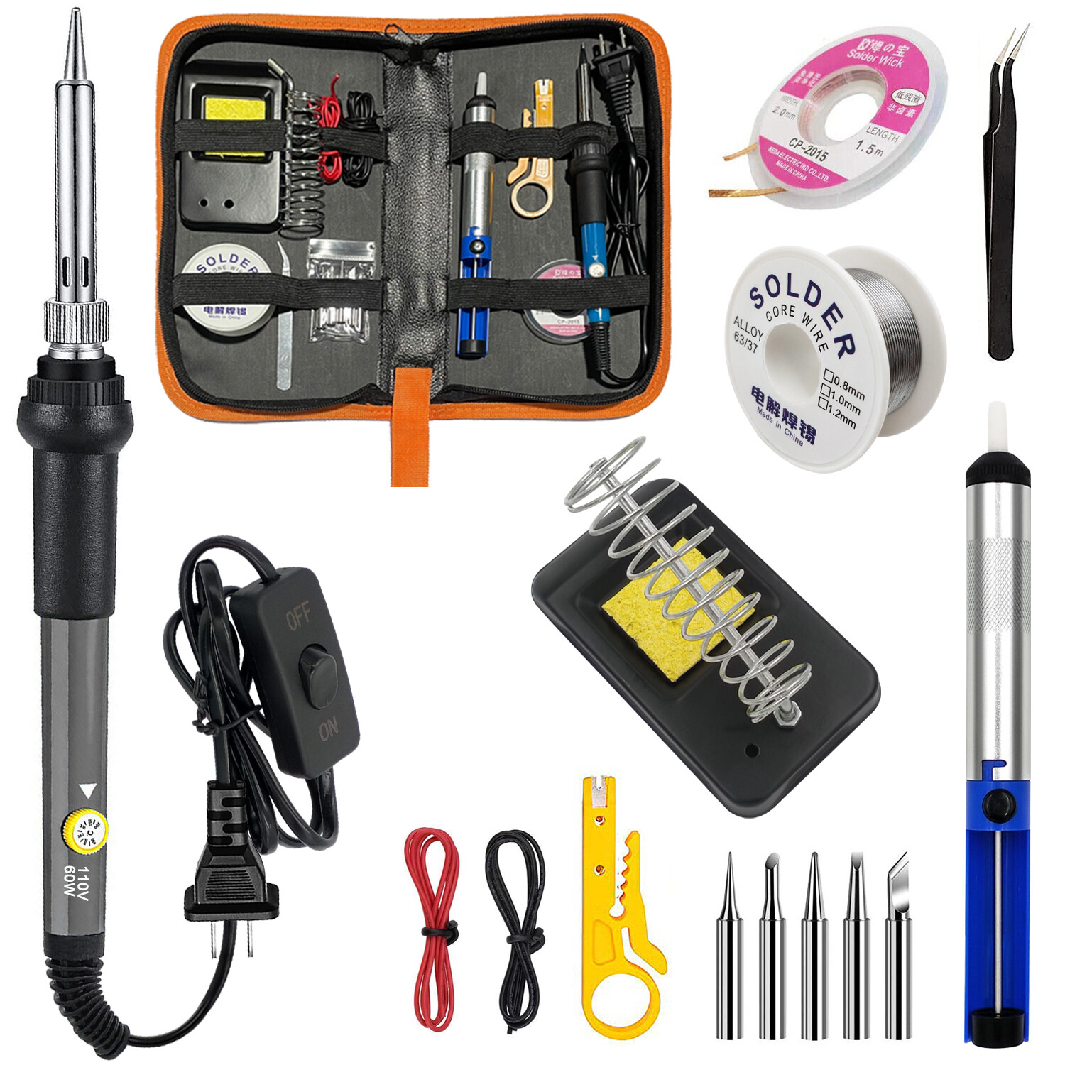 Digital Soldering Welding Iron Kit Solder Stand Adjustable Temperature 60W 110V