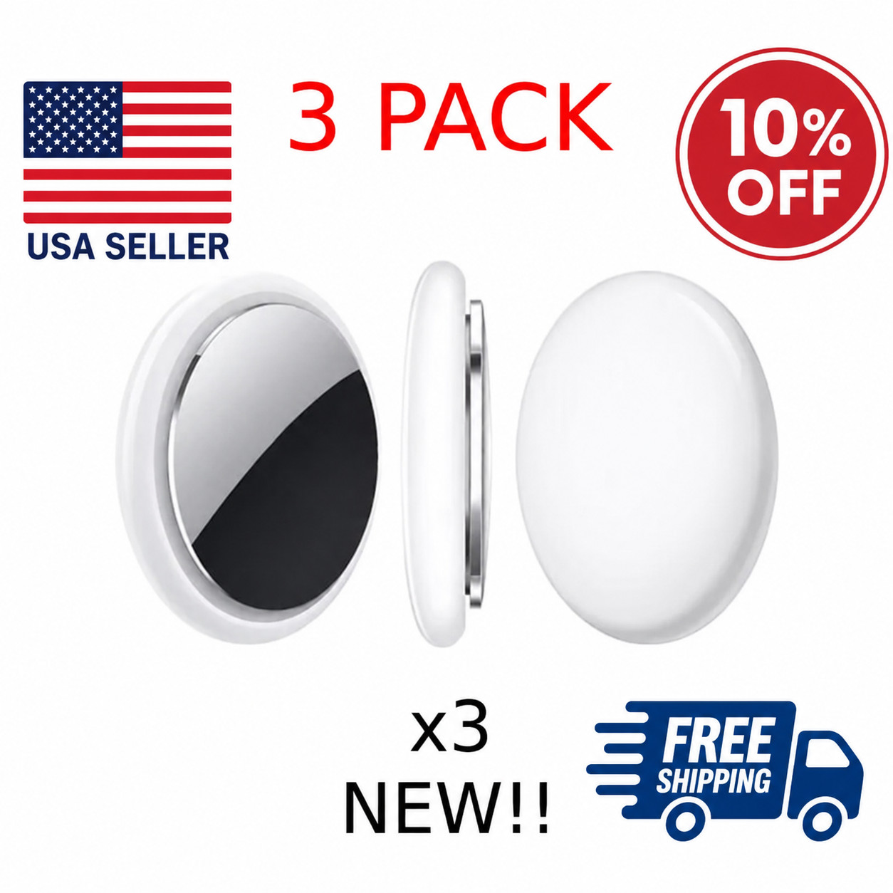 3 PACK Smart Air Tag GPS Bluetooth Tracking for Keys/ IOS & Android.