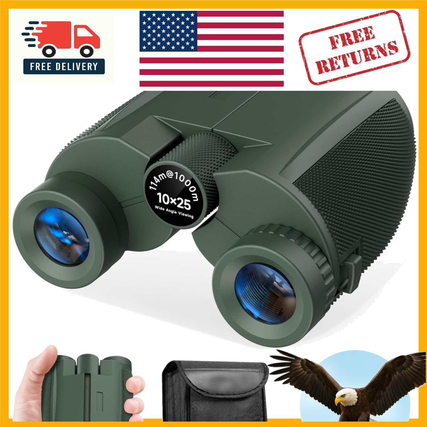 Lightweight 10x25 Waterproof Binoculars for Bird Watching & Outdoor Adventures
