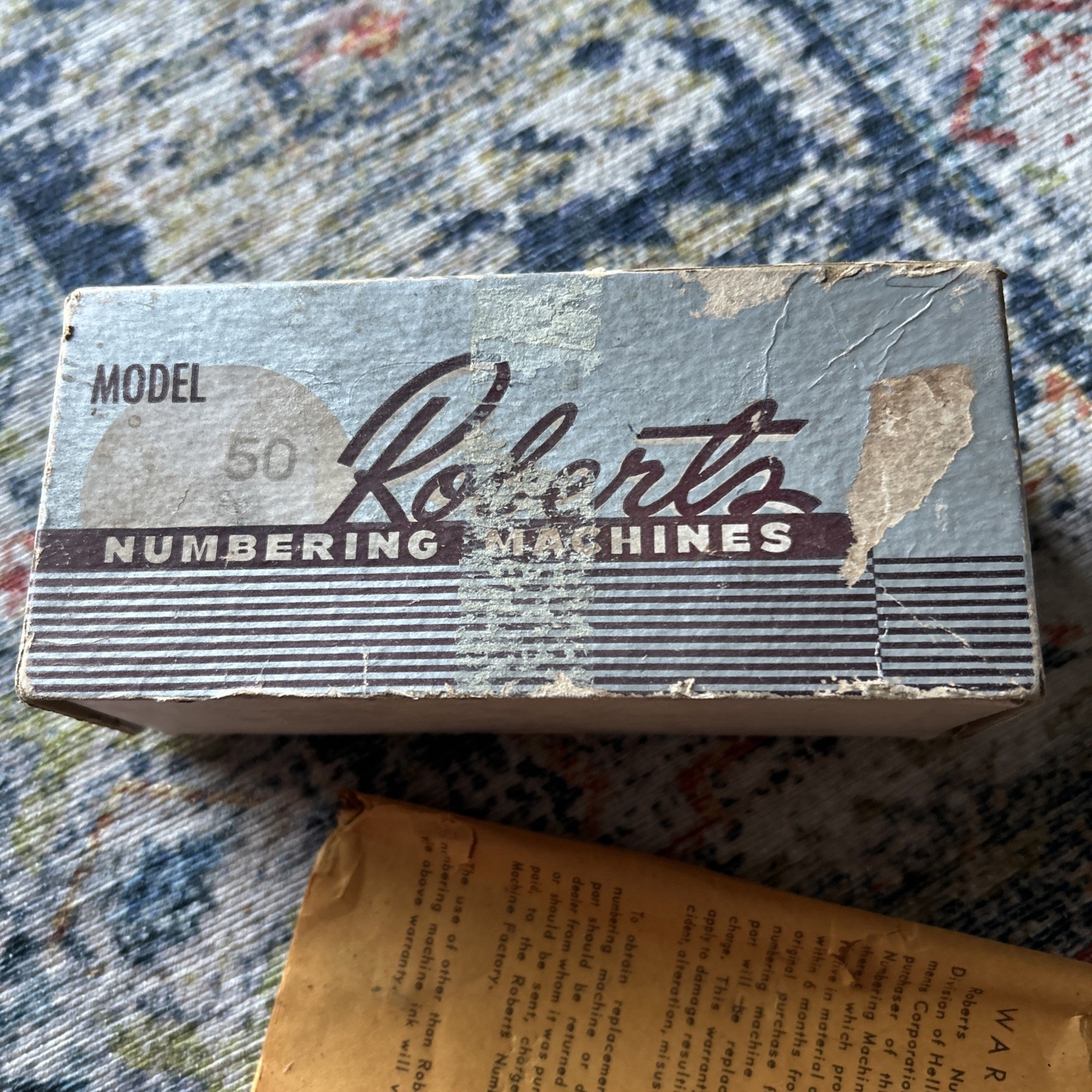 Vintage Model 50 Roberts Numbering Manual Machine 6 Wheels with Box