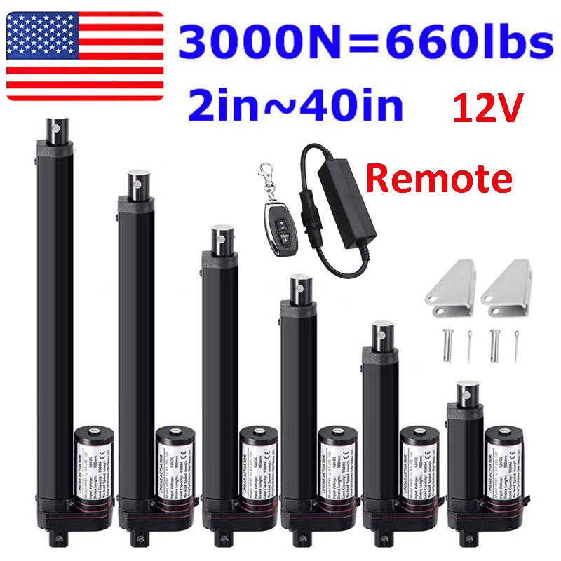 DC 12V Linear Actuator Heavy Duty 2"~40" Long Stroke 6inch 8in 3000N Waterproof