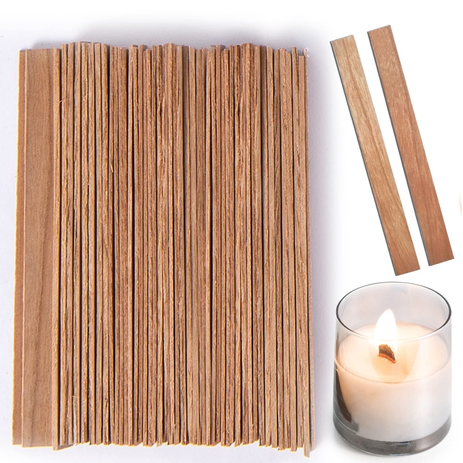 Ziosxin 50 Pieces Thicken Smokeless Cherry Wood Candle Wicks - Long Lasting F...