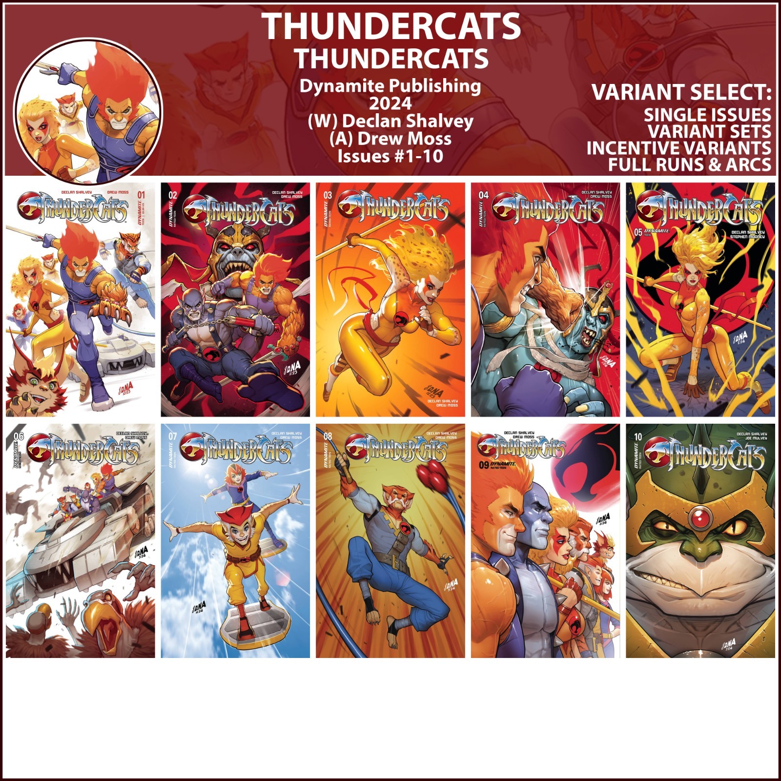 Thundercats (2024) #1 2 3 4 5 6 7 8 9 10 Dynamite COVER SELECT