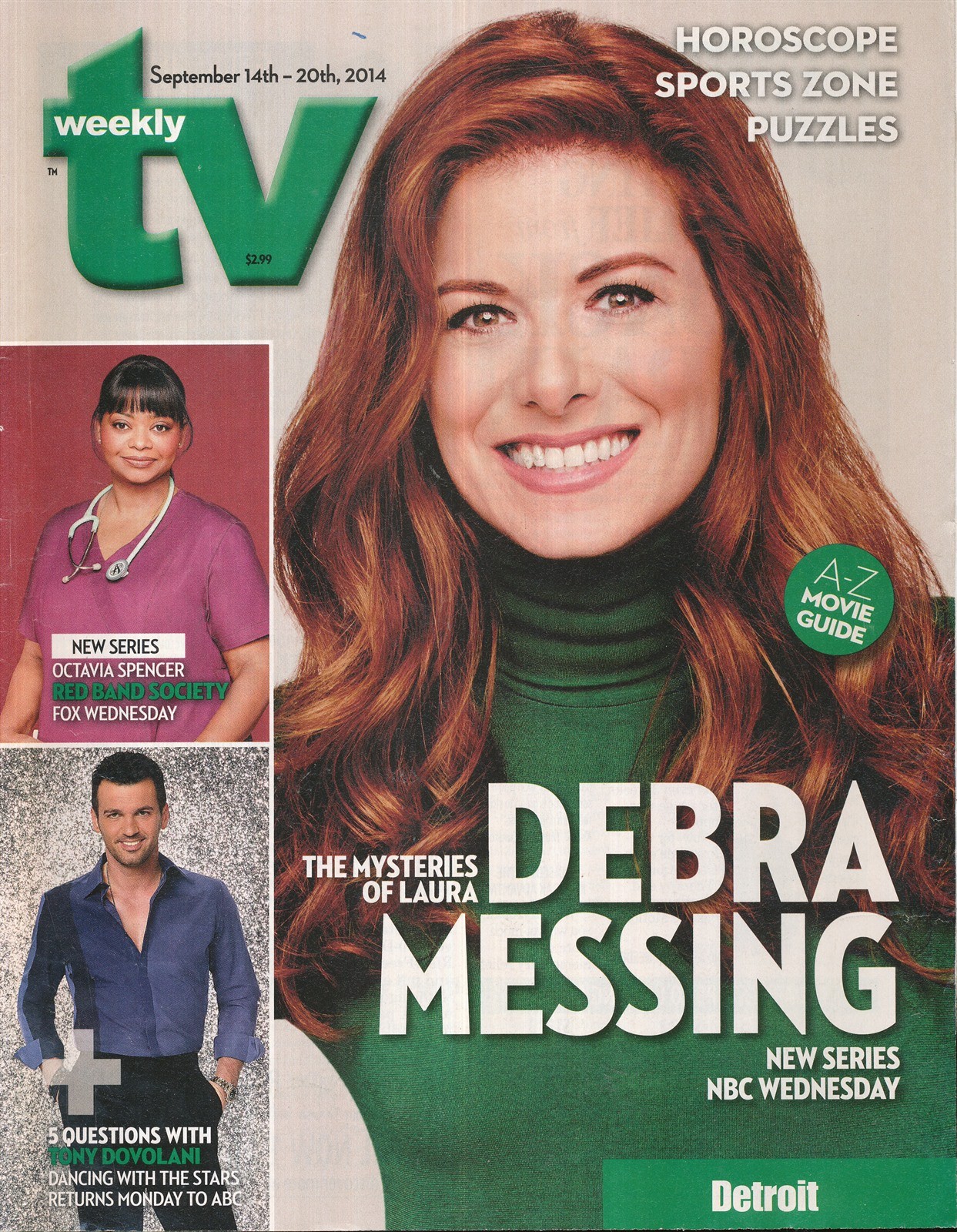 TV WEEKLY 2014 SEPT. 14-20 DEBRA MESSING (FAIR/GOOD COND)