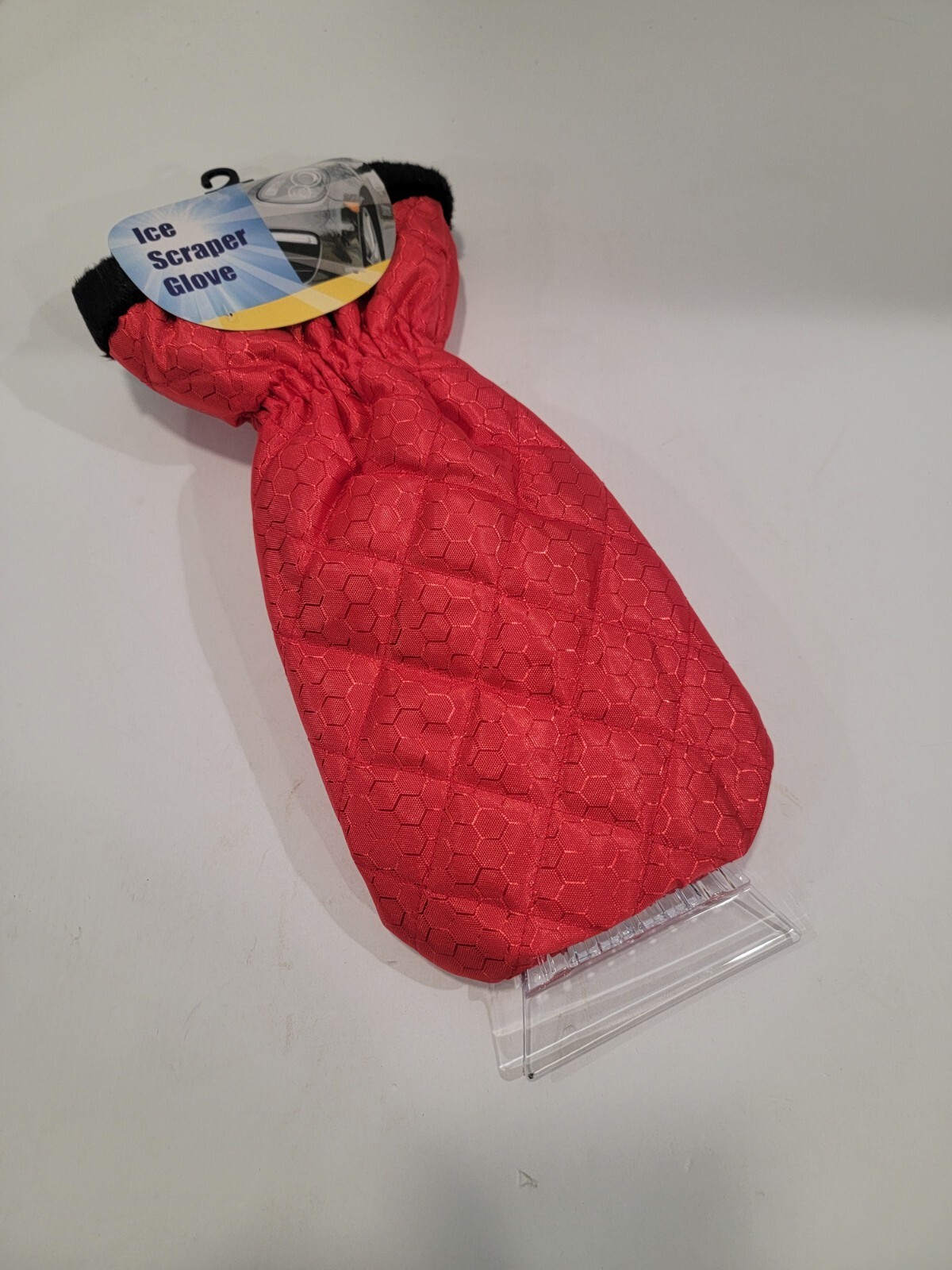 Red Ice Scraper Glove Waterproof Snow Remover Windshield Fleece Mitt Winter