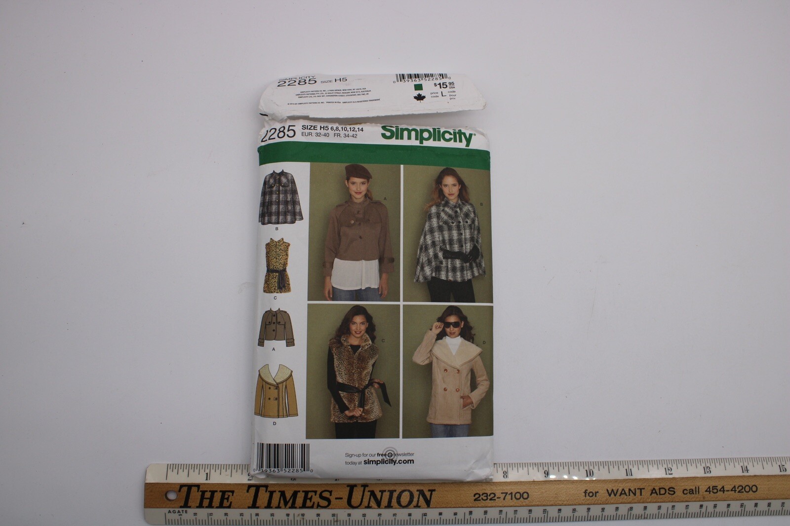 SIMPLICITY 2285 SZ SIZES 6/8/10/12/14 MISSES CAPE JACKETS & VESTS R1C4