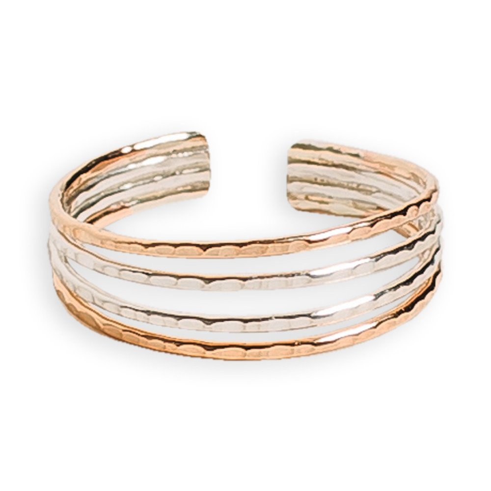Toe Ring | Four Strand .925 Sterling Silver & 14K Gold Fill | Adjustable Ring...