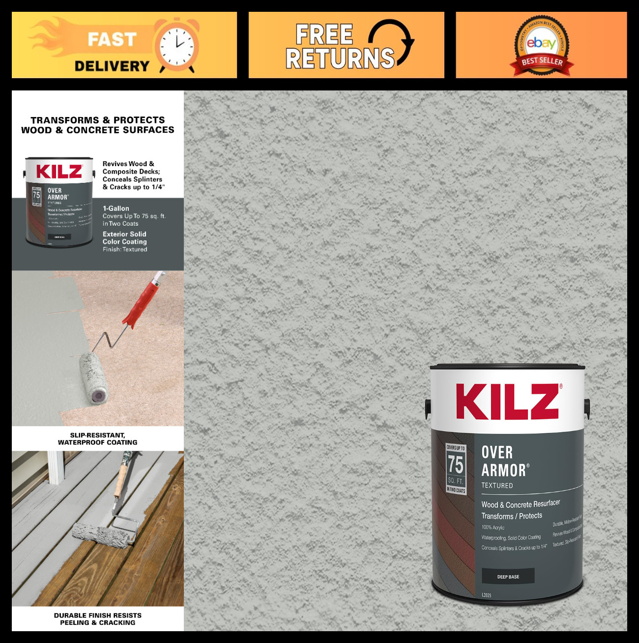 Textured Solid Coating Resurfacer for Wood, Composite & Concrete - Cape Cod Gray