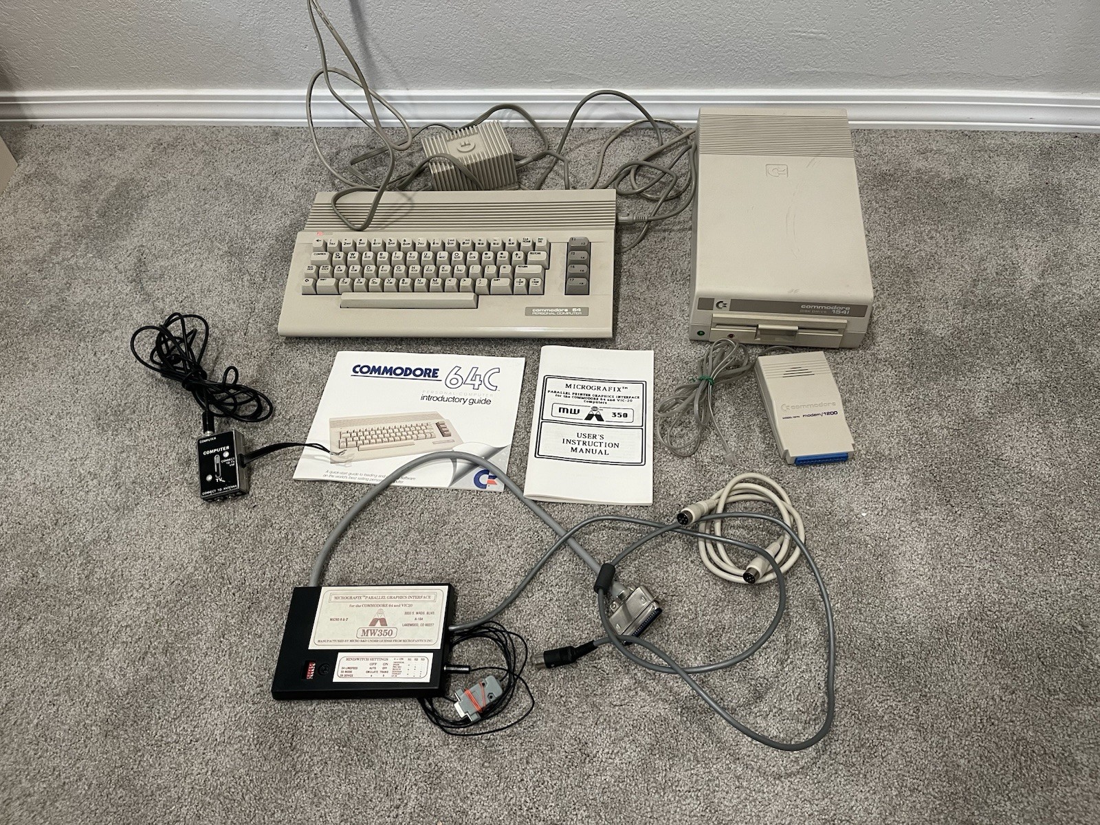 Commodore 64C Computer w/1541 Disk Drive, Power Supply, MW350, Modem 1200 & More