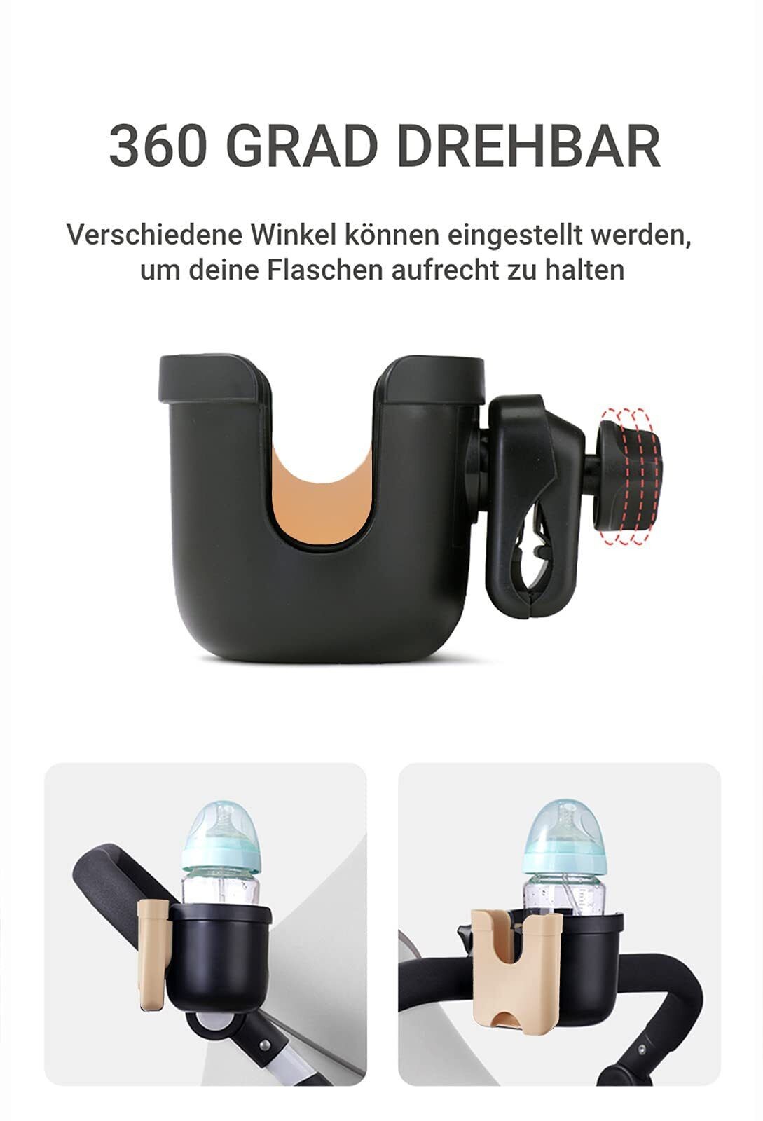 2In1 Stroller Bottle Holder Cup Holder Mobile Phone Holder