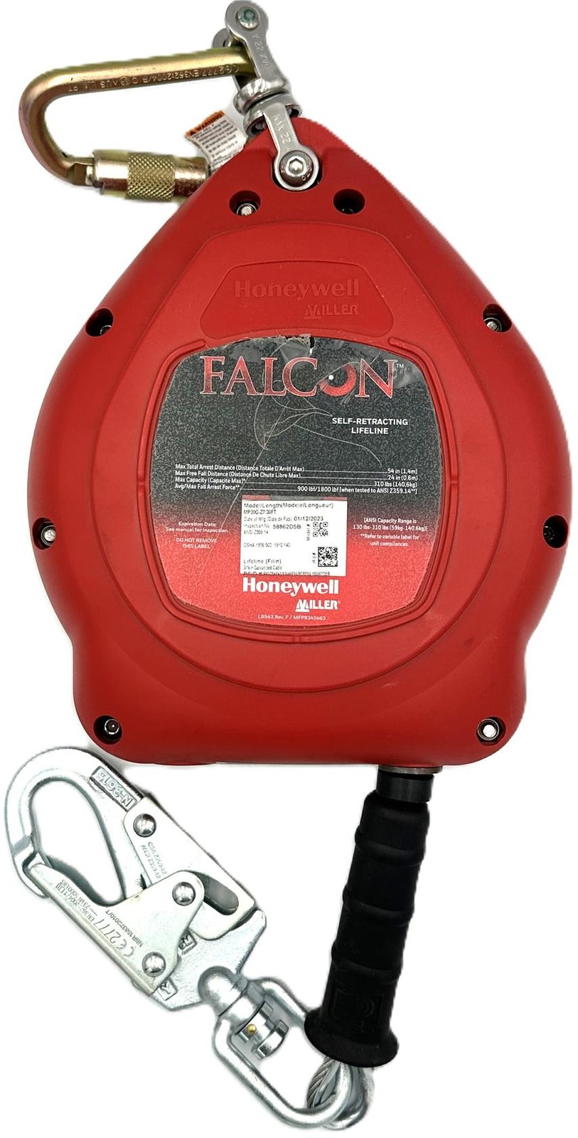 Honeywell Miller Falcon SRL Self Retracting Lifeline Fall Protection Insp 7/23