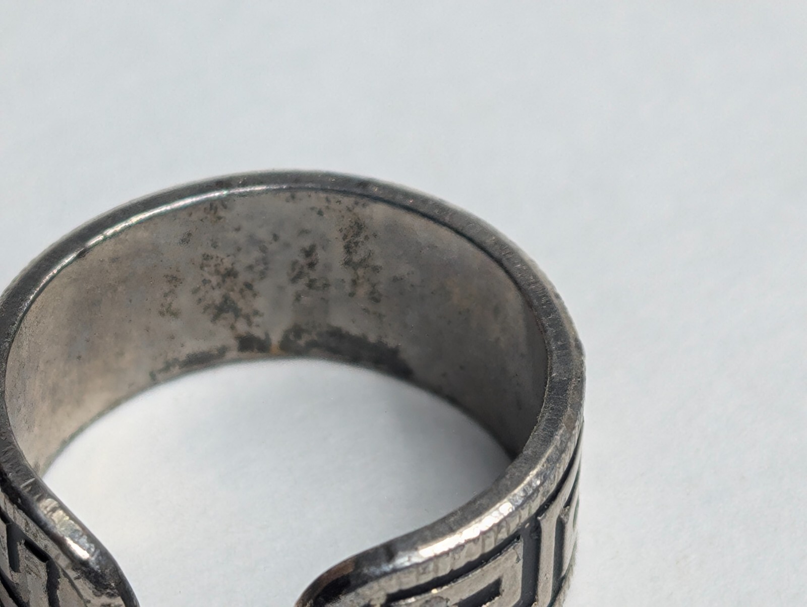 Vintage Silver-Tone Greek Key Design Toe Ring Adjustable Size