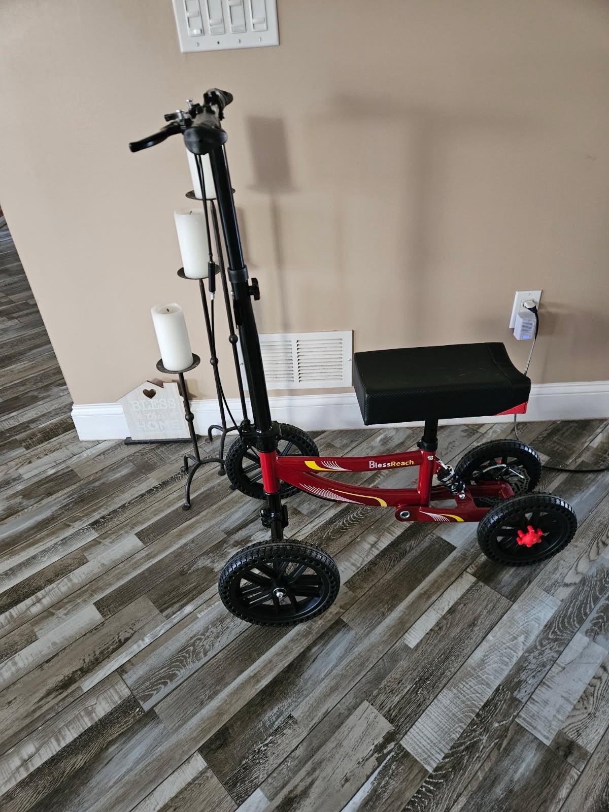 NEW BlessReach Knee Scooter, 300lbs Capacity, 13" Big PU Seat, Disc Brake walker