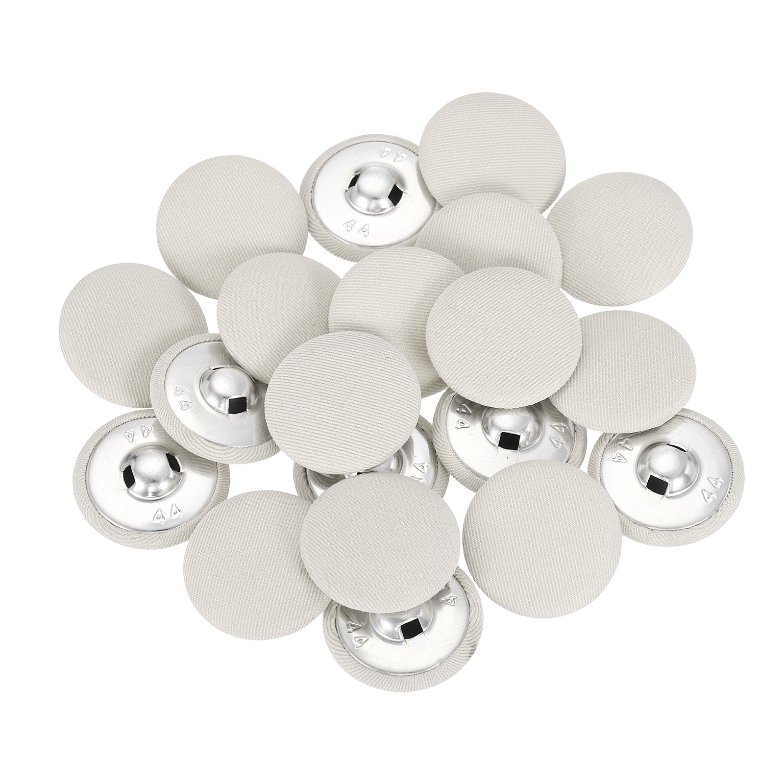 20Pcs Fabric Cloth Covered Button, 28mm 44L Metal Shank Buttons, Beige