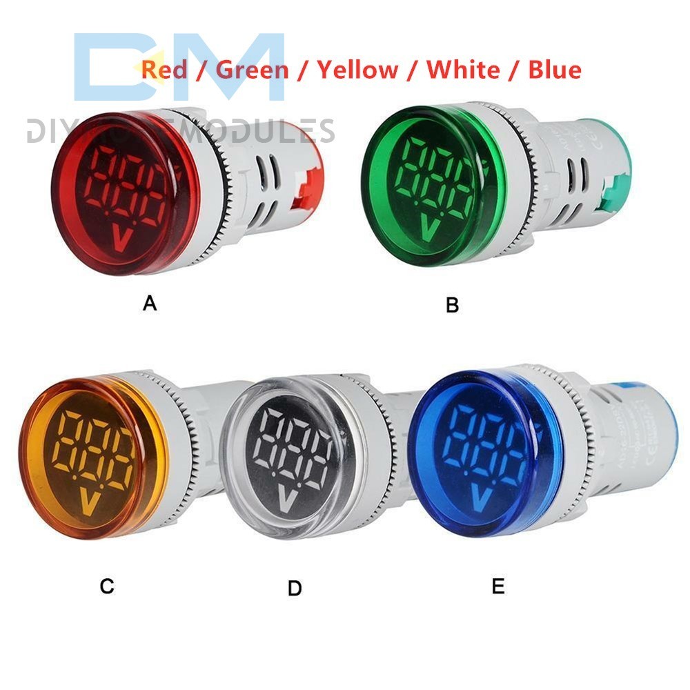 22MM LED Circular Voltmeter Digital Display Gauge Voltage Indicator AC 60-500V