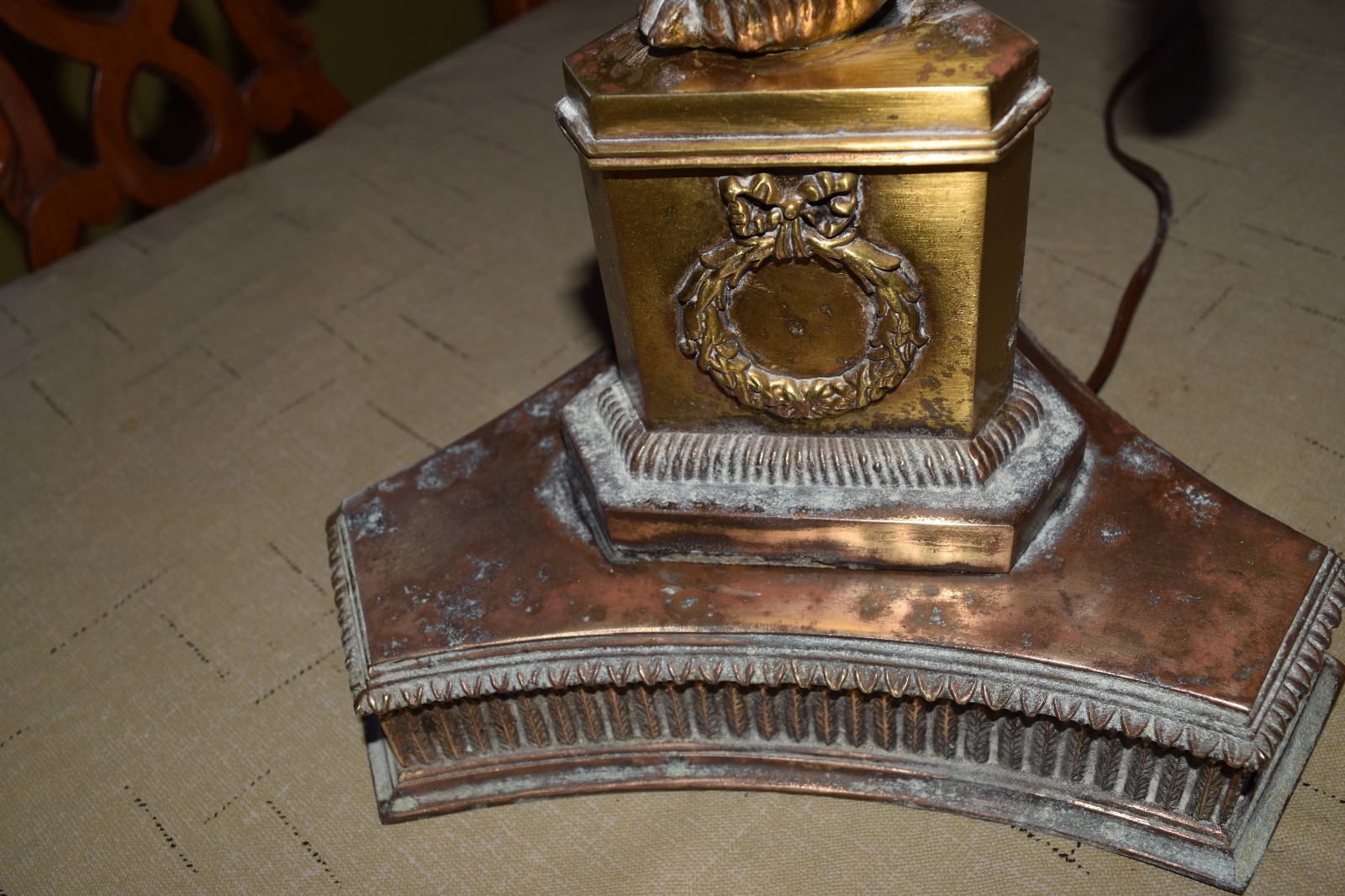 Vintage Cast Metal Art Noveau Lamp