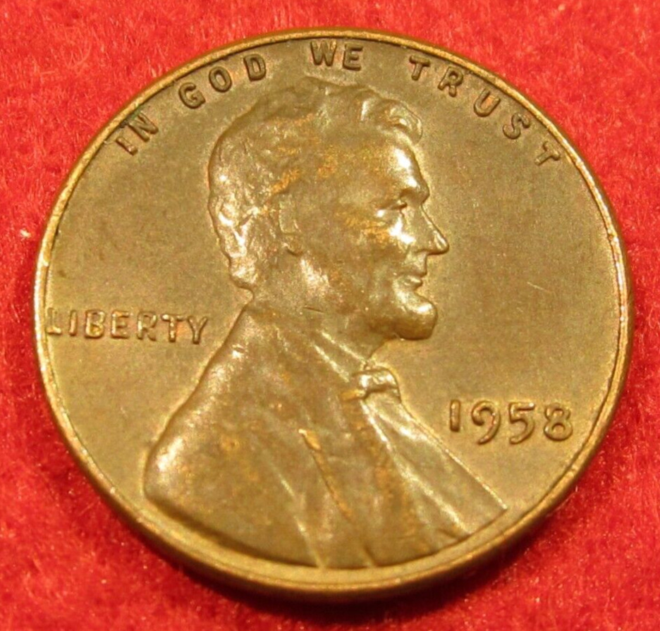 1958 (P) Lincoln Wheat Cent/Penny - F Fine to VF Very Fine - Actual Coin B124