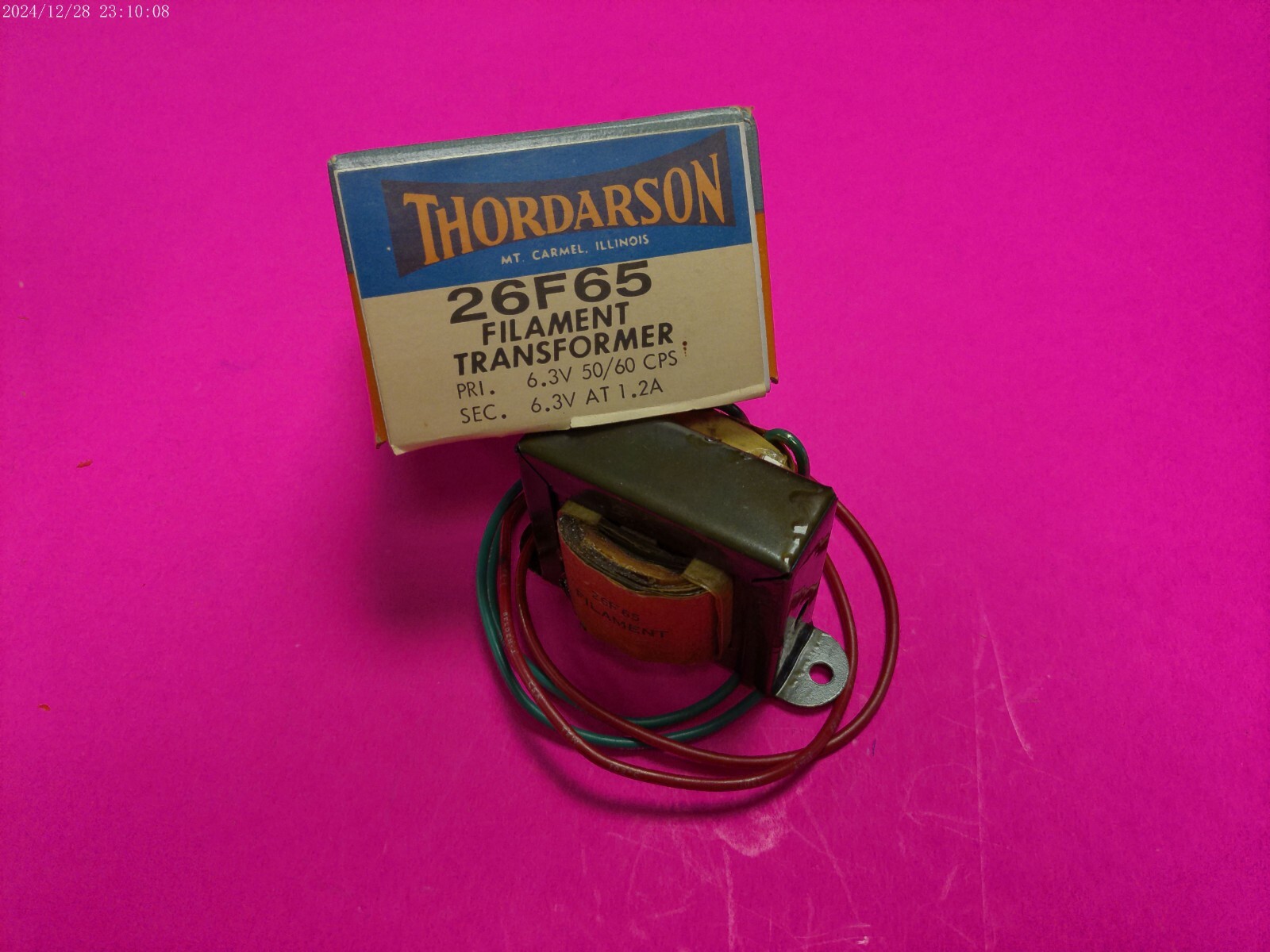26F65 THORDARSON FILAMENT TRANSFORMER PRI:6.3V SEC:6.3V 1.2A,NOS RARE FIND