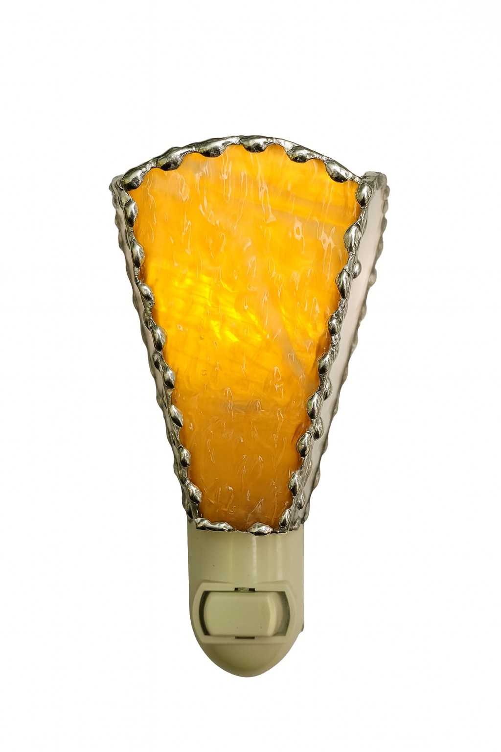 Amber Texture Night Light: Handmade Stained Glass Plug-In