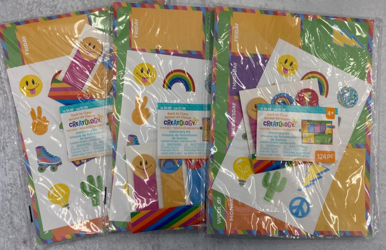 Lot of 3 Back to school Kids Stationery weekly planner pad stickers