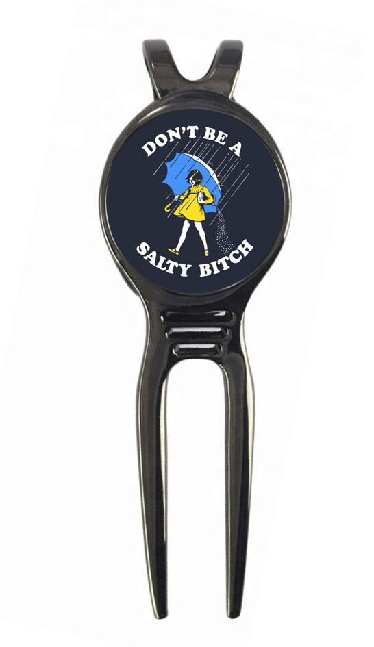 Don't Be A Salty Bitch Novelty Gift Golf Ball Marker+Black Gunmetal Divot Tool