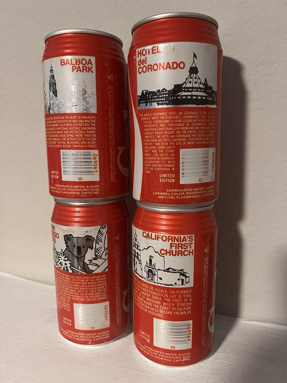 Vintage Ripple Top Coke Cans (80’s) San Diego Limited Edition San Diego Landmark