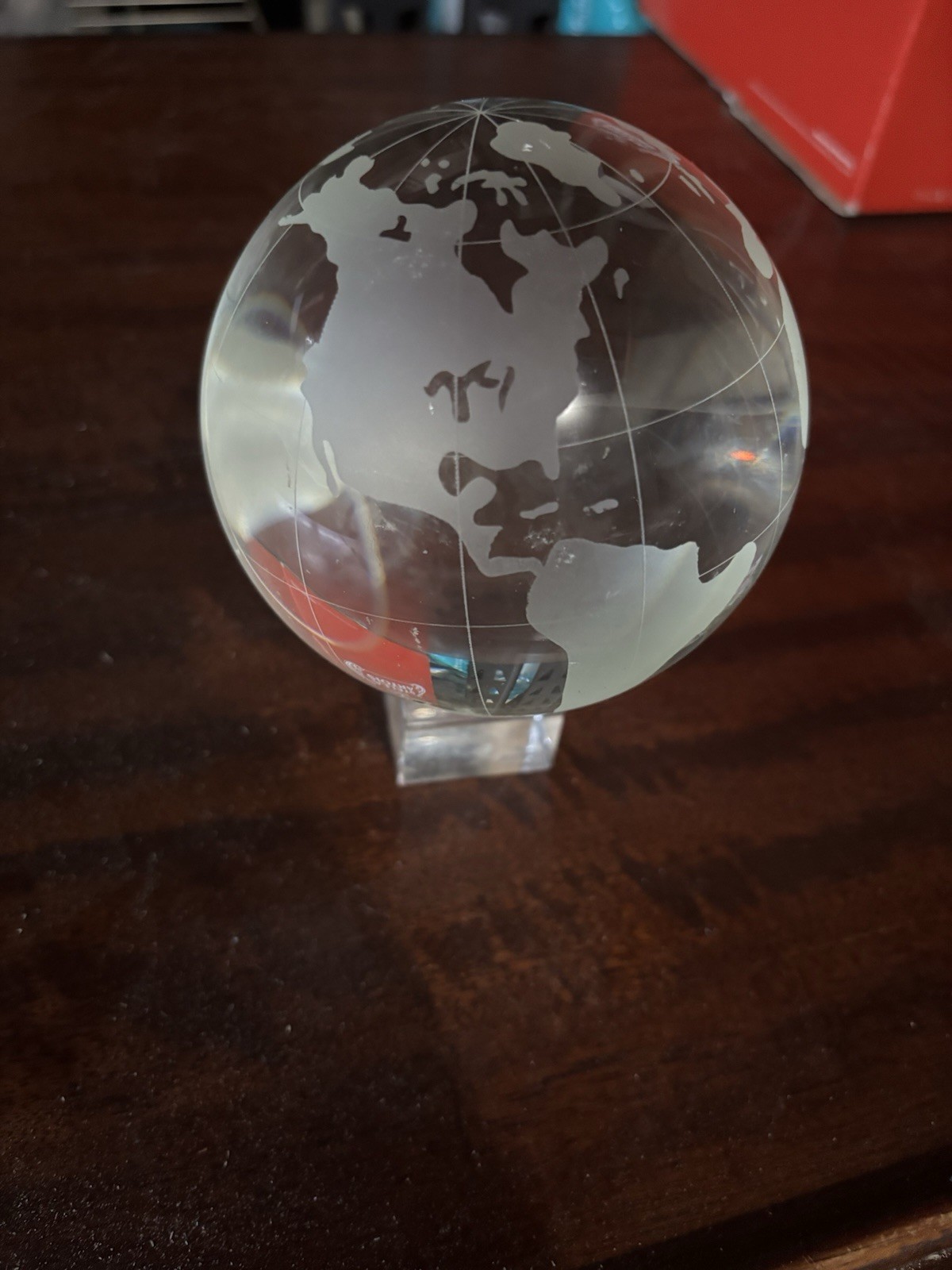 Clear Glass Globe 4 1/2 Diameter perfect condition comes with base FAST SHIPPING