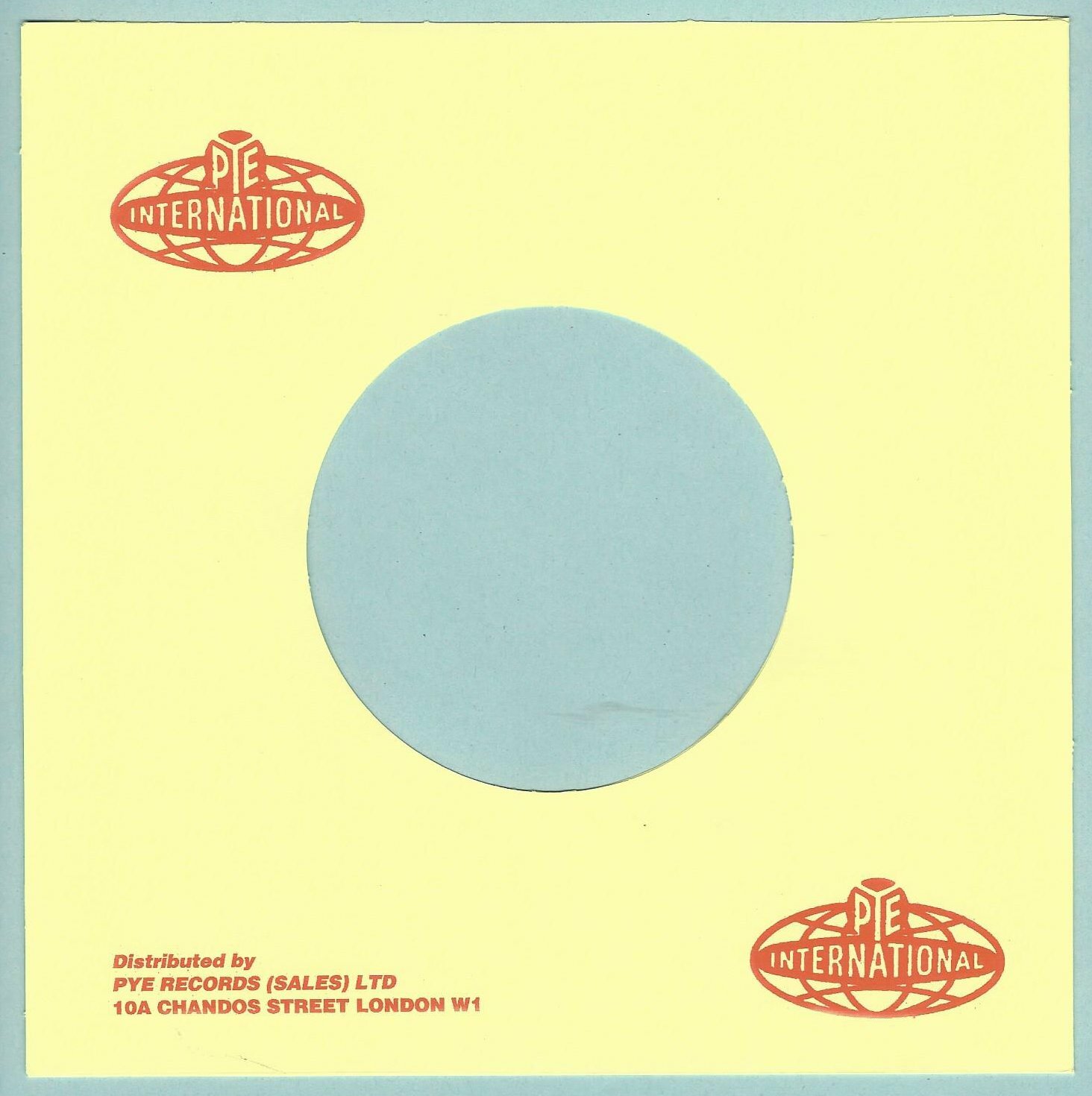 PYE INTERNATIONAL (yellow/red) REPRODUCTION RECORD COMPANY SLEEVES  (pack of 10)