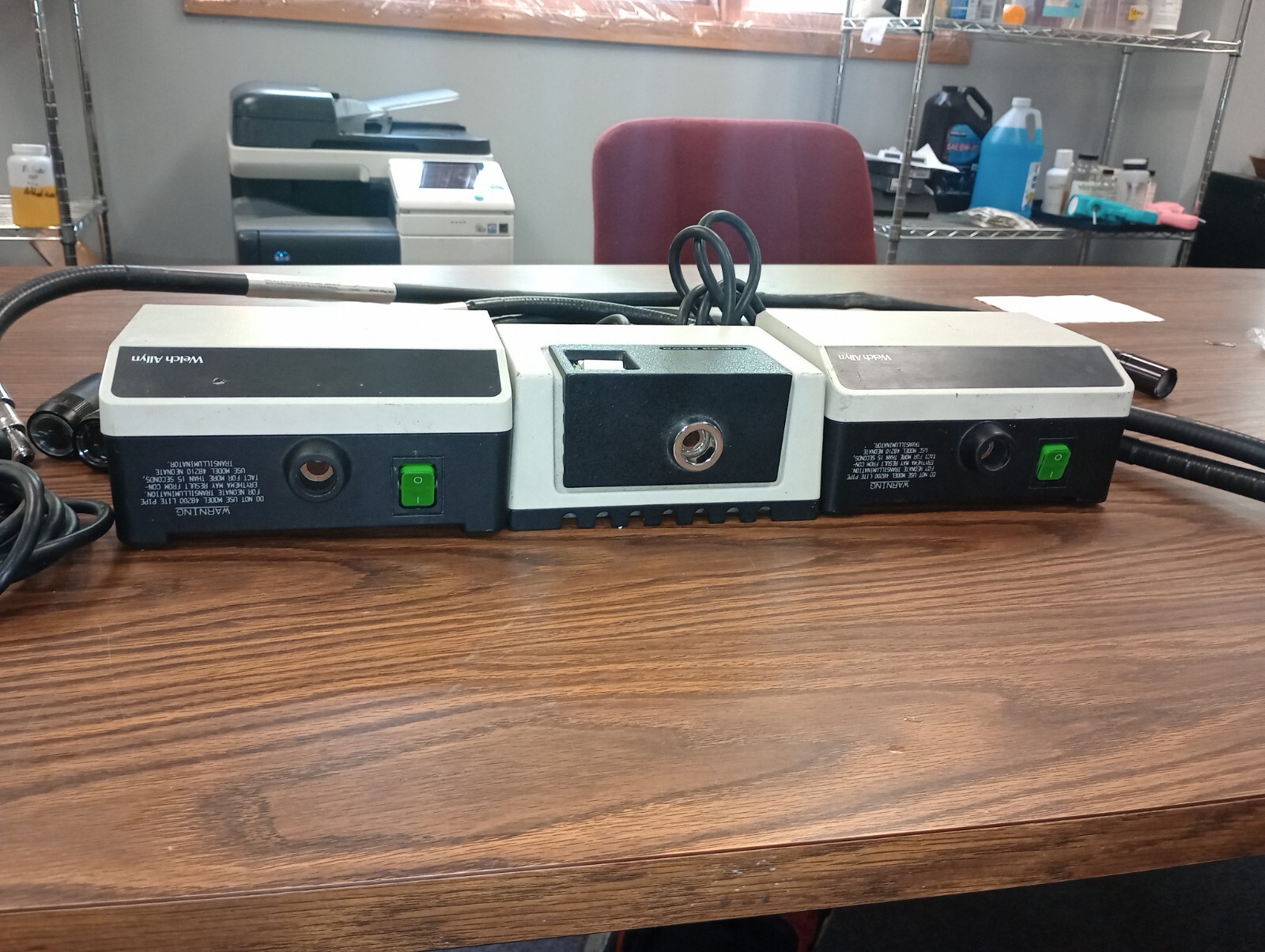Lot of 3 Welch Allyn Fiber Optic Light Source. Exam Adjustable Light Flexible