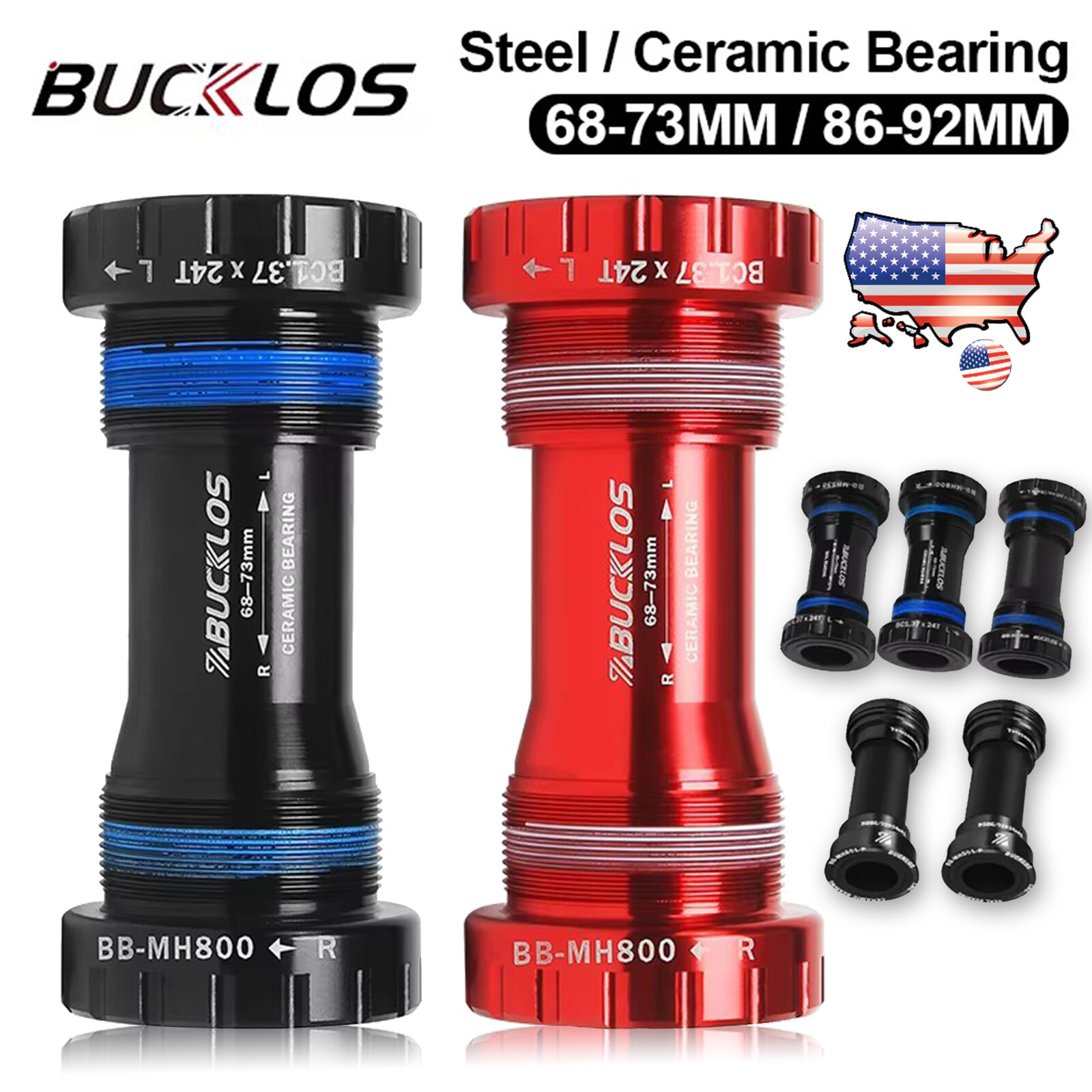 Bike Bottom Bracket 24mm BB68/73 BB86/92 Ceramic Bearing Threaded Pressfit MTB